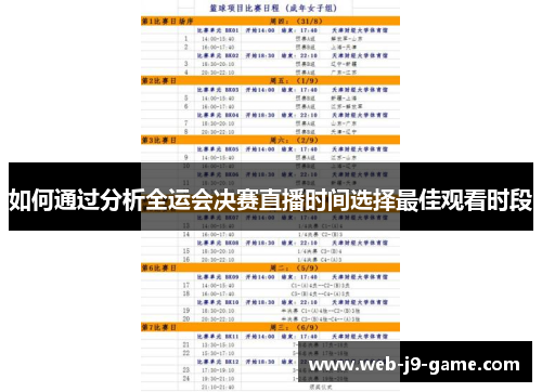 如何通过分析全运会决赛直播时间选择最佳观看时段