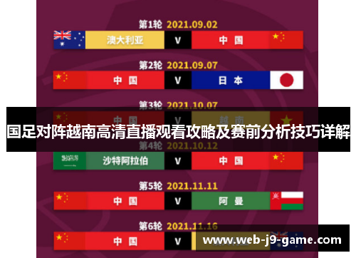国足对阵越南高清直播观看攻略及赛前分析技巧详解